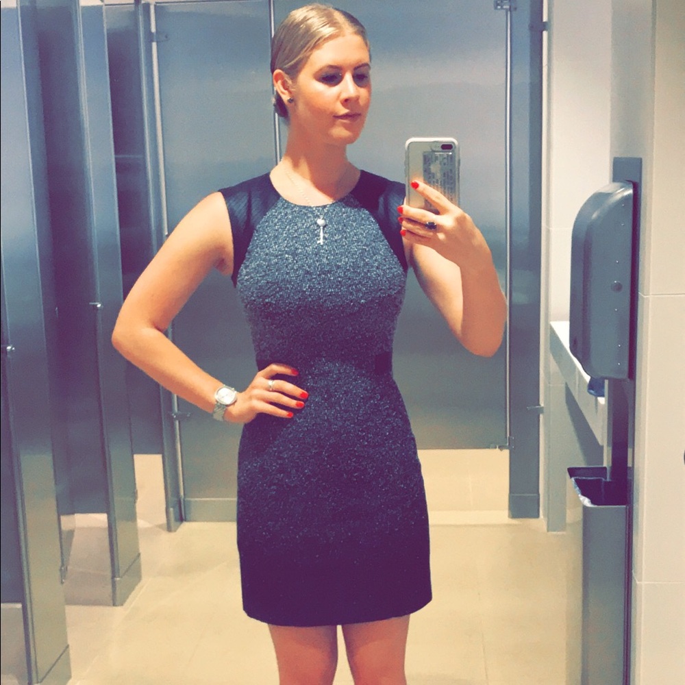 Bebe Tweed & Leather Mini Dress